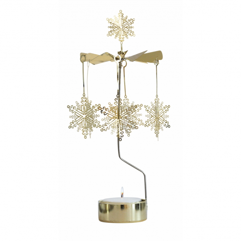 Švédský vánoční kolotoč na svíčku ,,SNOWFLAKE GOLD"