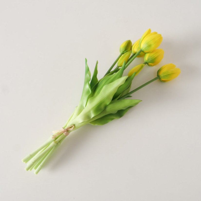 Silikonové realistické tulipány, výběr ze 2 typů - Barva: Žlutá