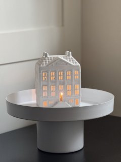 Porcelánový svícen domeček ,,Radnice" - matný