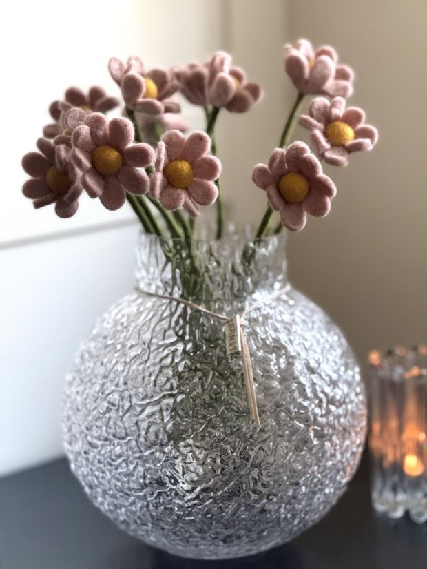Plstěná květina DAISY, pudrově růžová