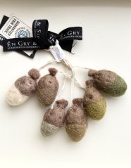 Plstěné žaludy, sada 6 ks, zelené