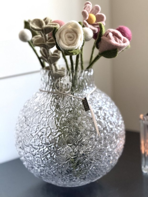 Plstěná květina ROSE, 2 typy - Barva: Růžová