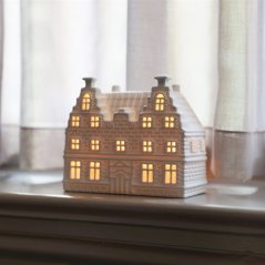 Porcelánový svícen domeček ,,Dvojdomek" - matný