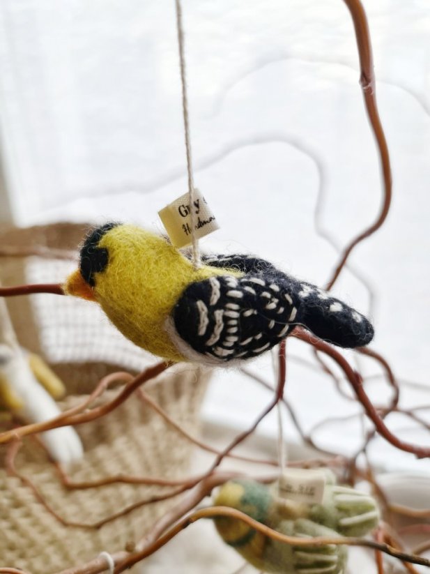 Plstěný ptáček - Čížek žlutý