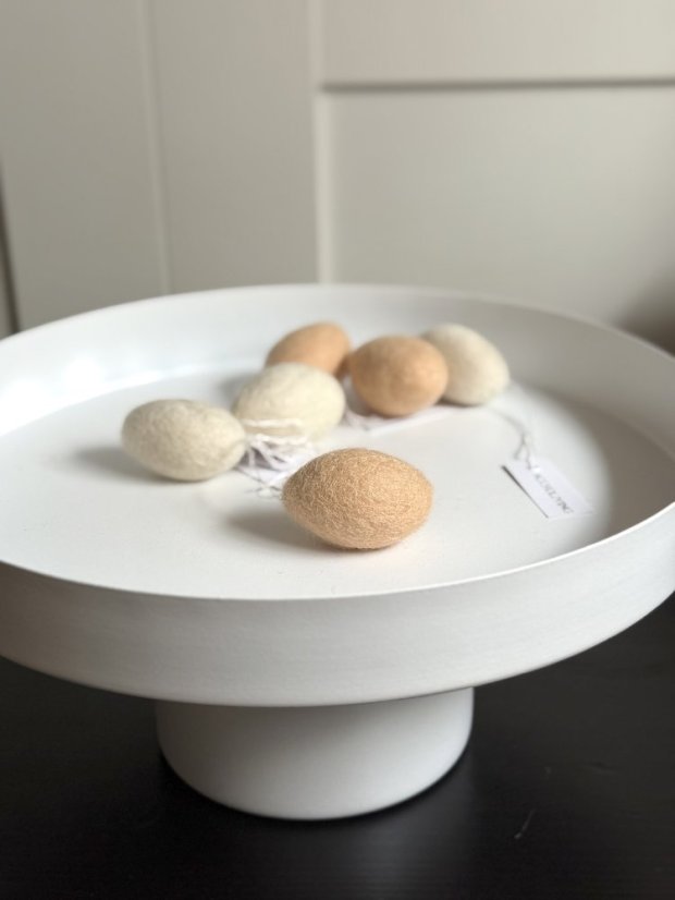 Malé plstěné vajíčko, 4 cm, 2 typy - Barva: Bílá