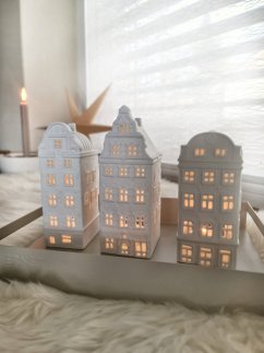 Sada 3 porcelánových domečků