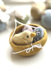 Plstěné hnízdo s ptáčkem