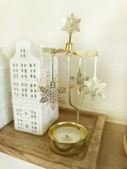 Švédský vánoční kolotoč na svíčku ,,SNOWFLAKE GOLD"