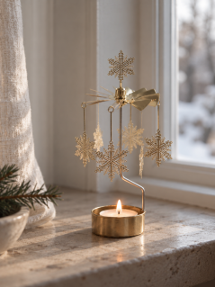 Švédský vánoční kolotoč na svíčku ,,SNOWFLAKE GOLD"
