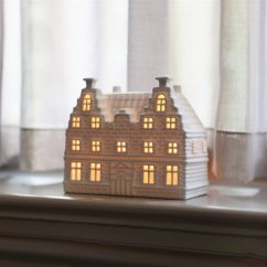 Porcelánový svícen domeček ,,Dvojdomek" - matný